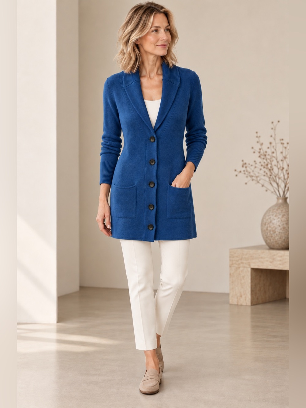 Eileen Fisher Button-front Wool & Cashmere Cardigan Size Small